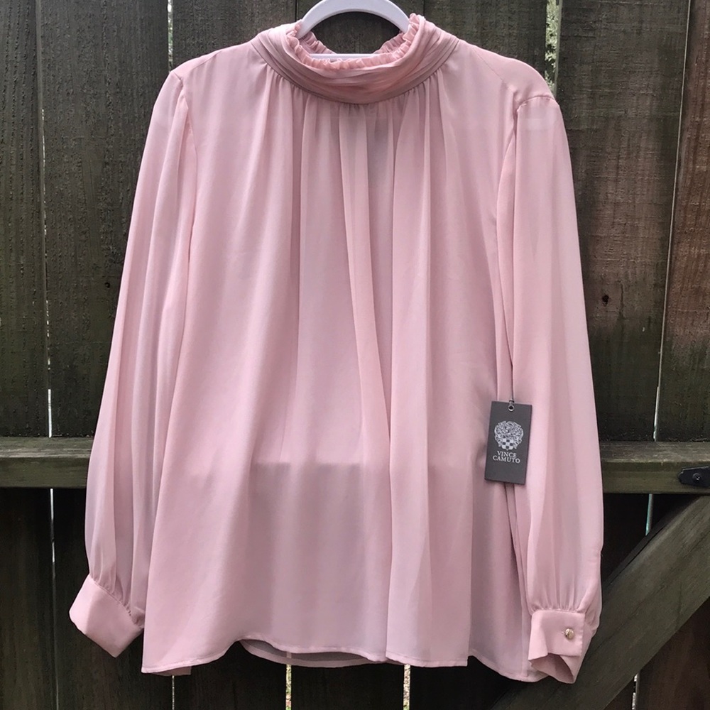 Vince Camuto sheer pink blouse NWT